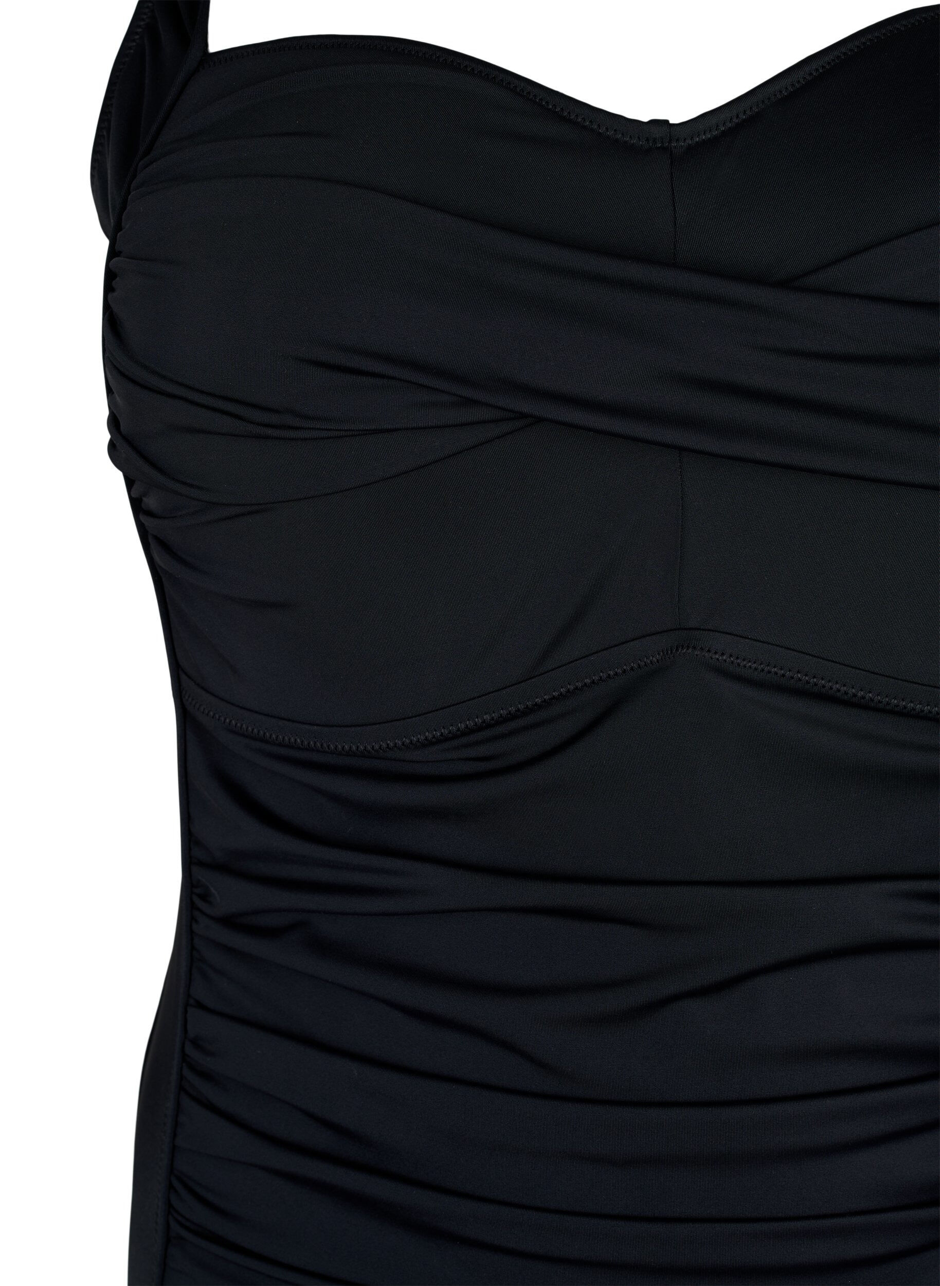ZizziVatteret badedragt med draperinger, Sort, Packshot image number 2