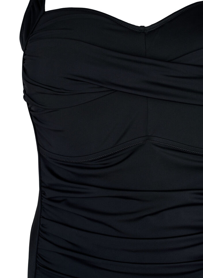 Vatteret badedragt med draperinger, Sort, Packshot image number 2
