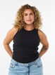 Ribtop i bomuld med h&oslash;j hals, Sort, Model image number 0