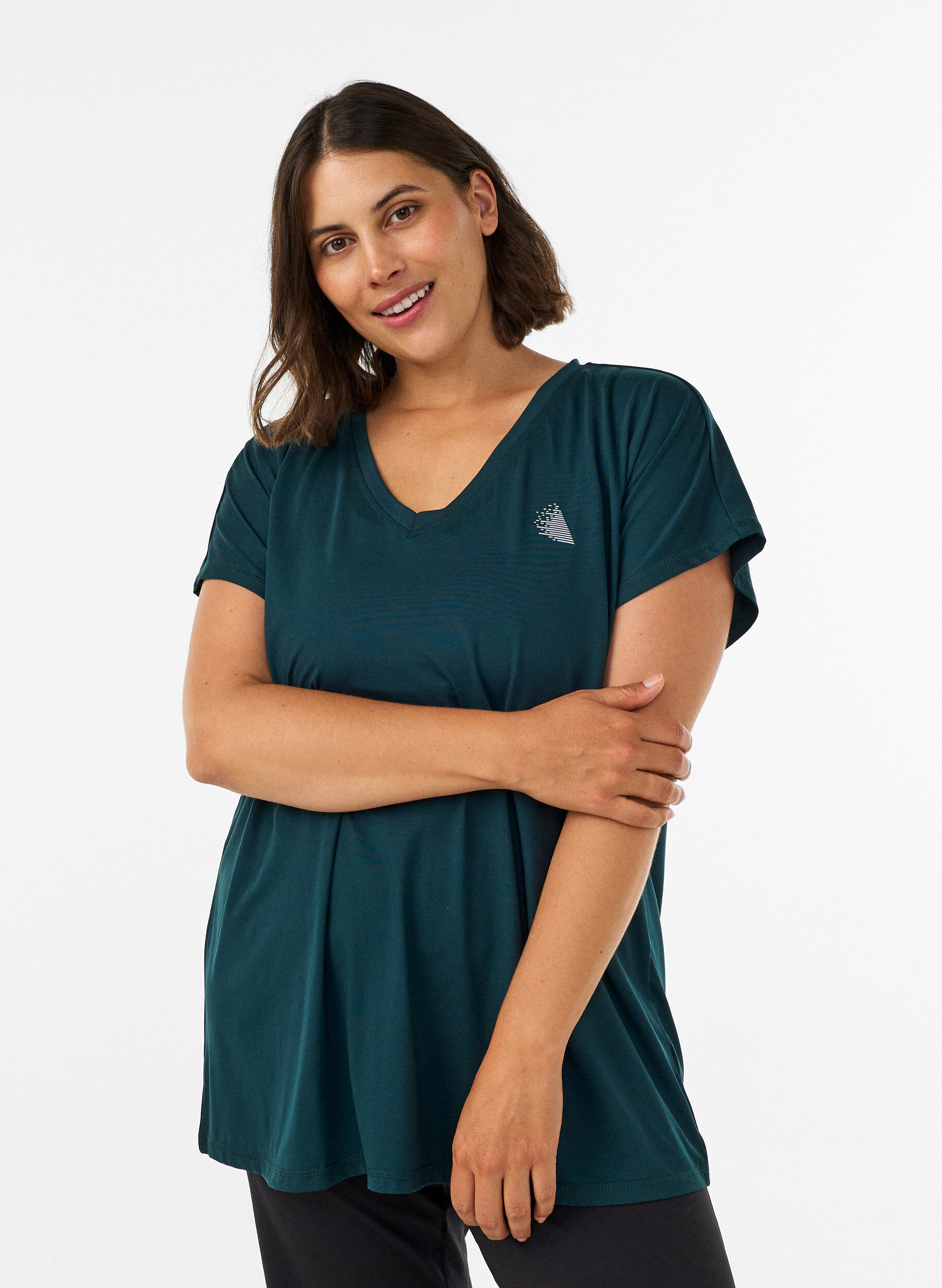 ZizziL&oslash;s tr&aelig;nings t-shirt med V-hals, Gr&oslash;n, Model image number 0