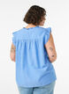 &AElig;rmel&oslash;s bluse i bomuld med fl&aelig;sekanter, Bl&aring;, Model image number 2