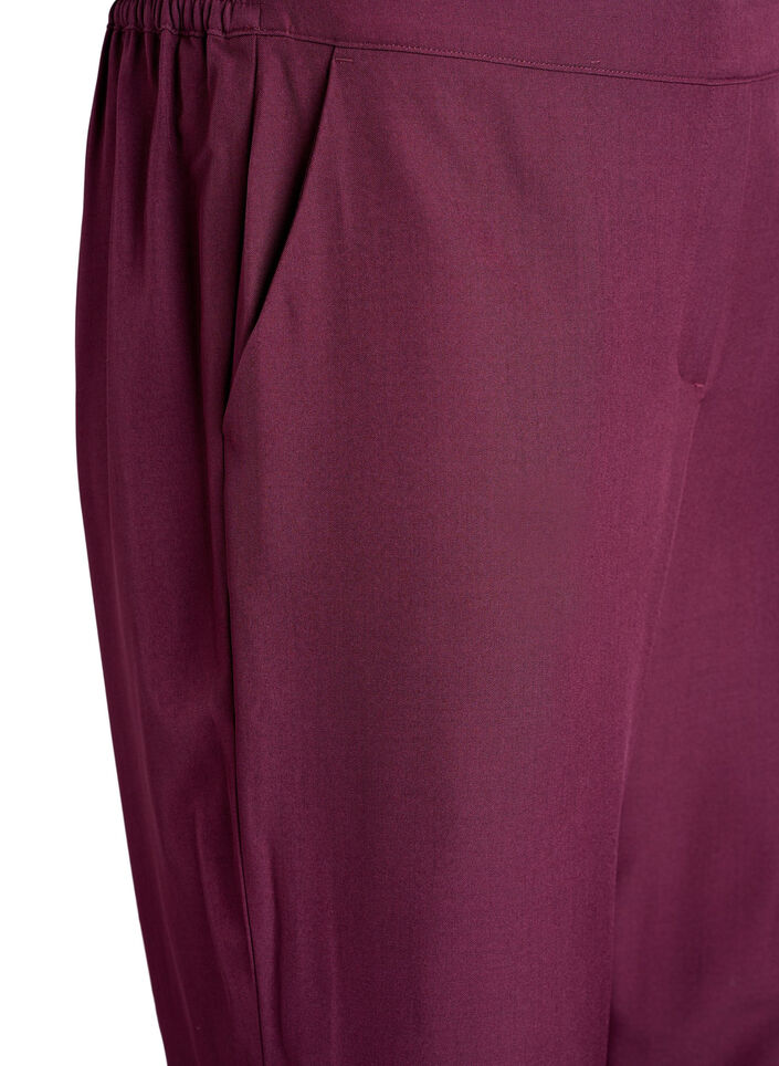 L&oslash;se bukser med lommer, M&oslash;rk Bordeaux, Packshot image number 2