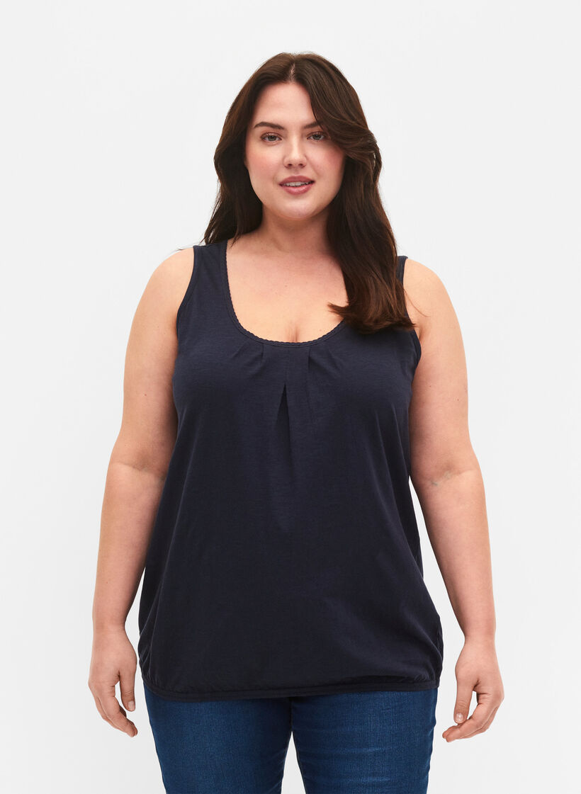 Bomuldstop med blondekant, Navy Blazer, Model image number 0