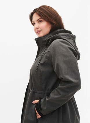 Softshell jakke med aftagelig hætte, Dark Grey Melange, Model image number 2