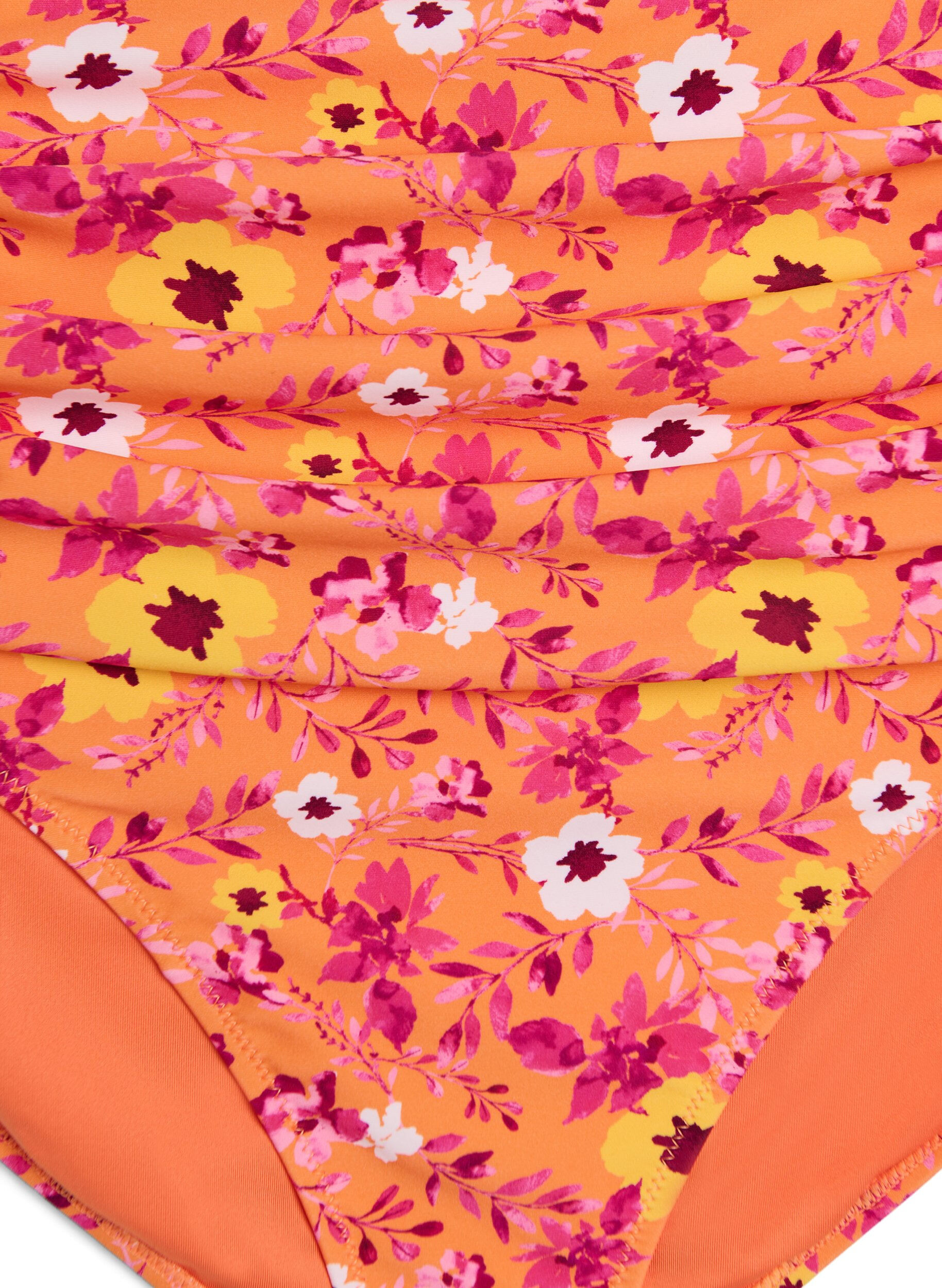 Zizzi H&oslash;jtaljet bikinitrusse med m&oslash;nster, Orange, Packshot image number 2