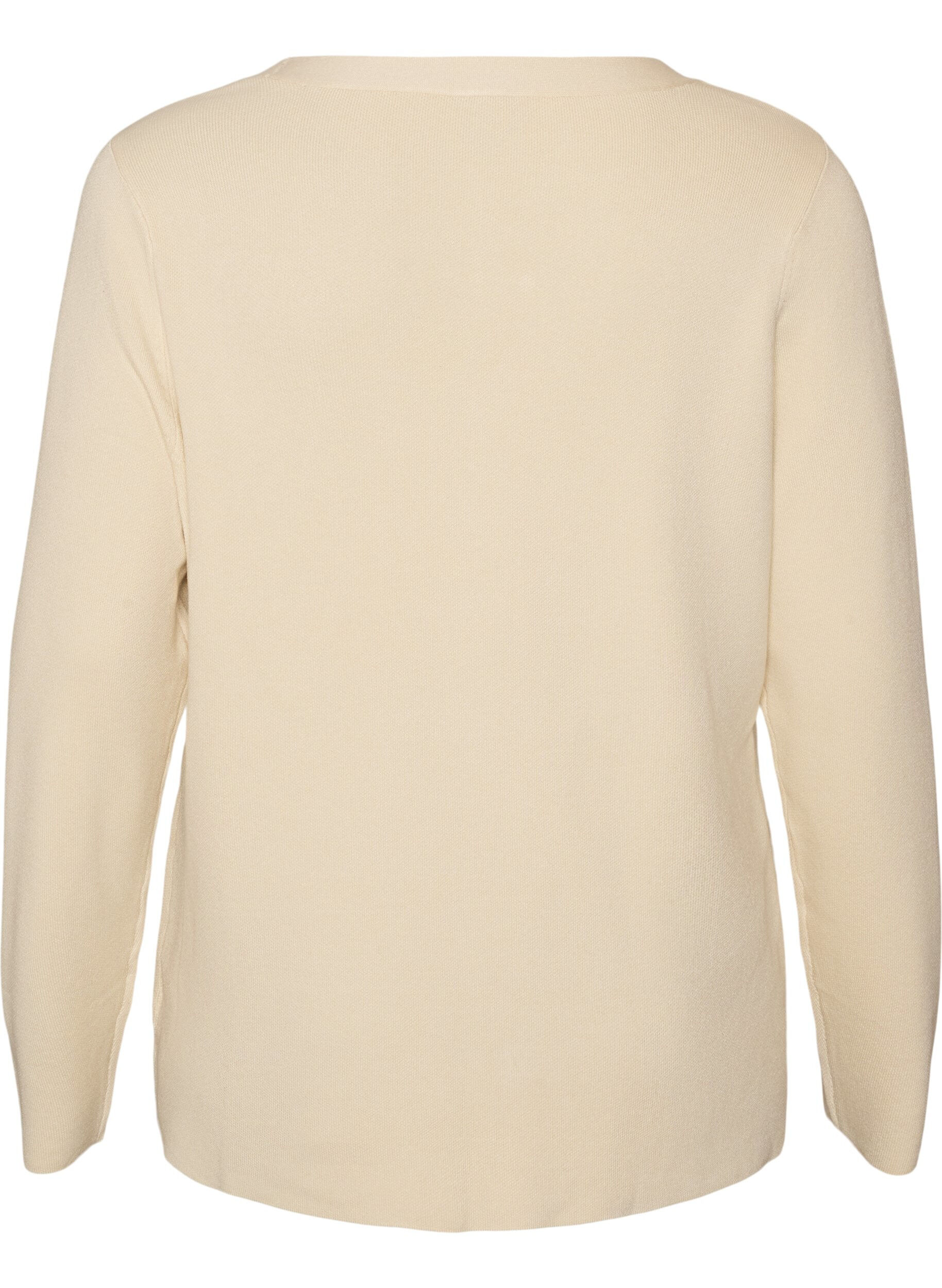 ZizziFinstrikket cardigan med dekorative knapper, Vanilla, Packshot image number 1