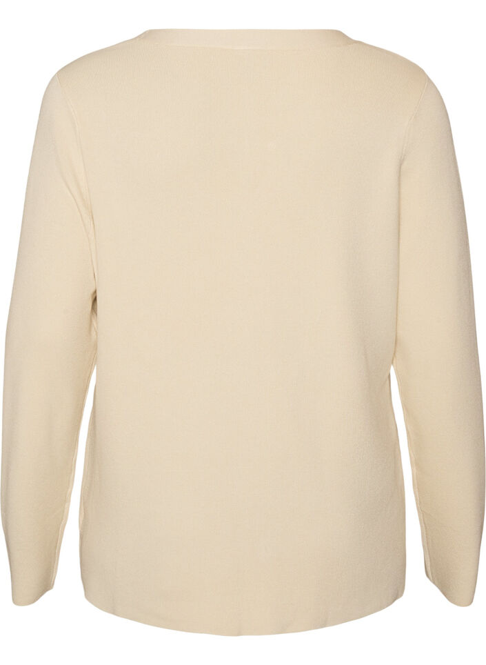 Finstrikket cardigan med dekorative knapper, Vanilla, Packshot image number 1