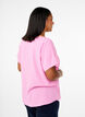 Bluse med korte &aelig;rmer og rund halsudsk&aelig;ring, Lyser&oslash;d, Model image number 2