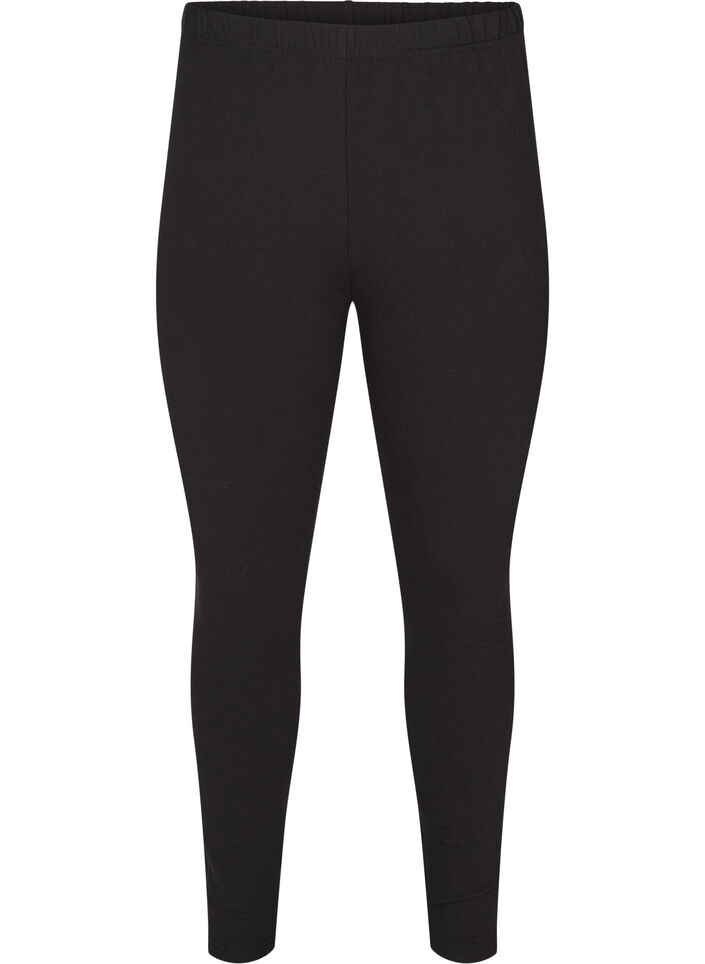 Leggings i bomuld med foer, Sort, Packshot image number 0