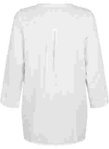 Tunika i bomuld med broderi anglaise, Bright White, Packshot image number 1