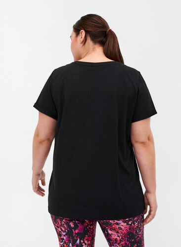 Bomulds trænings t-shirt med tryk, Black Red Splash, Model image number 1