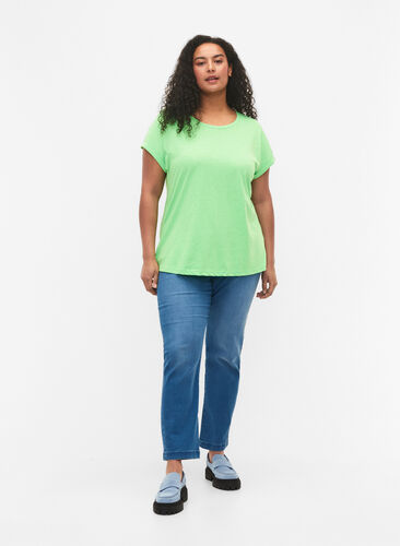 Neonfarvet t-shirt i bomuld, Neon Green, Model image number 2