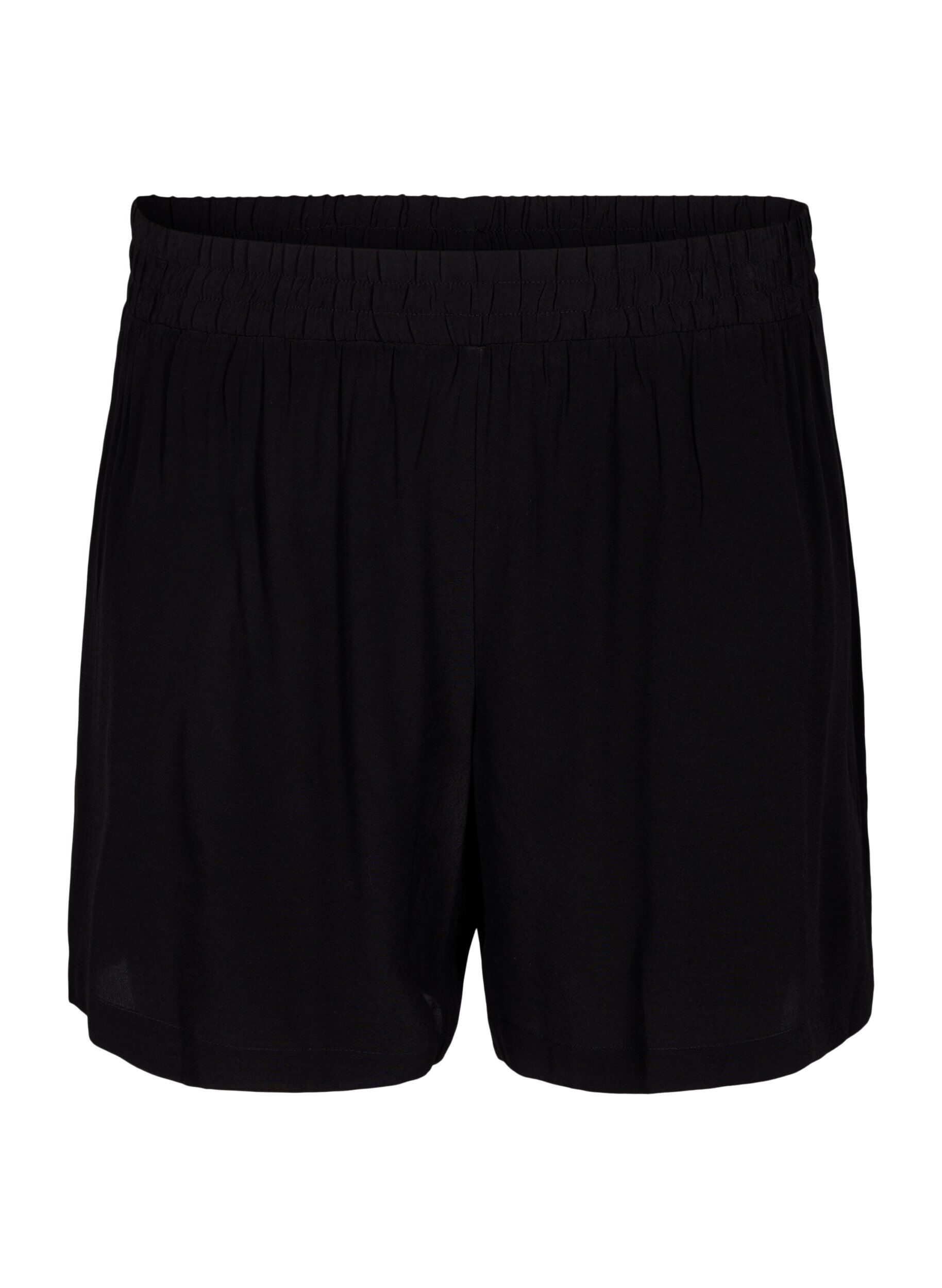 Zizzi L&oslash;stsiddende shorts i viskose, Black, Packshot image number 0