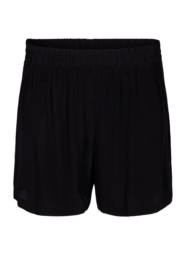 Løstsiddende shorts i viskose, Black, Packshot image number 0