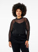 T&aelig;tsiddende meshbluse med lange &aelig;rmer, Sort, Model image number 0