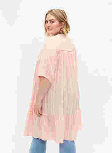 Stribet viskose kjole med blondebånd, Strawberry Cream, Model image number 1