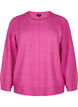 Strikbluse med rund hals og midtersøm, Fuchsia Red Mel., Packshot image number 0
