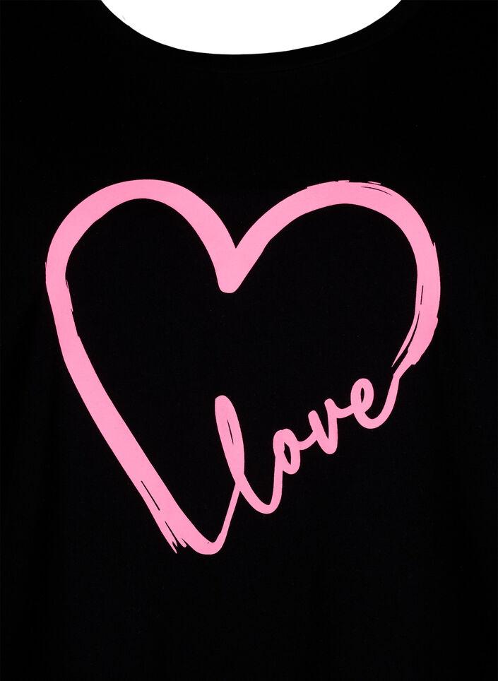 T-shirt i bomuld med print og rund hals , Black W. Heart L., Packshot image number 2