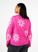 Strikbluse med blomster, Raspberry Rose Comb, Model image number 1