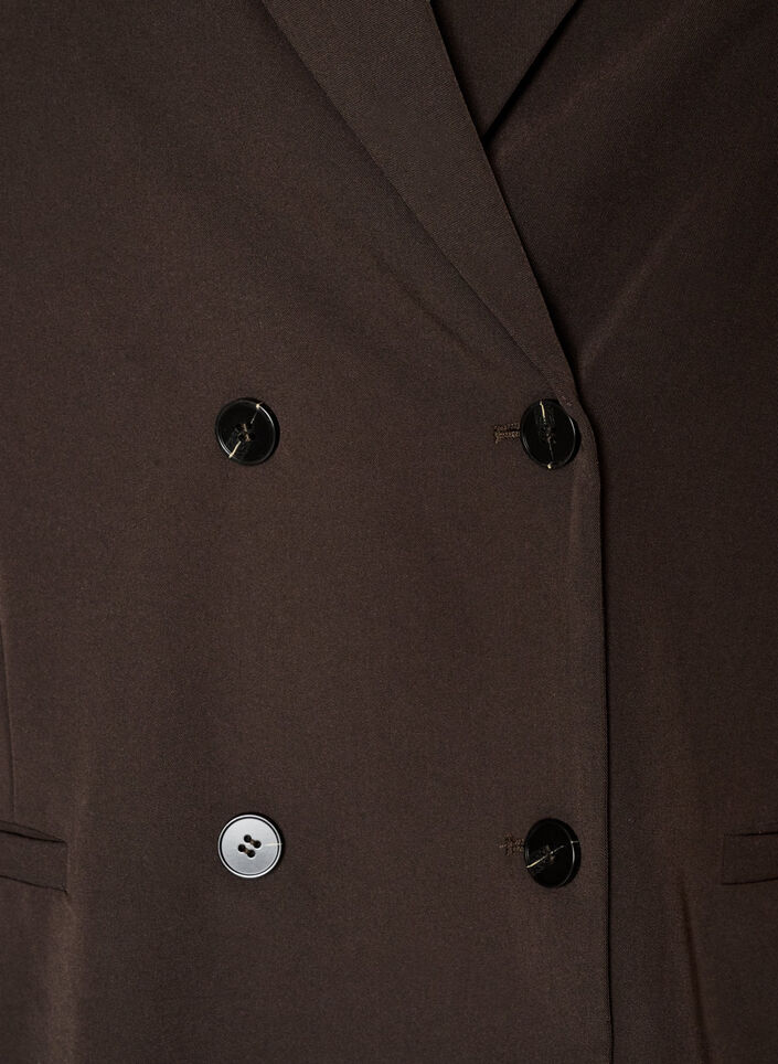 Dobbeltradet blazer med l&oslash;s pasform, Brun, Packshot image number 2