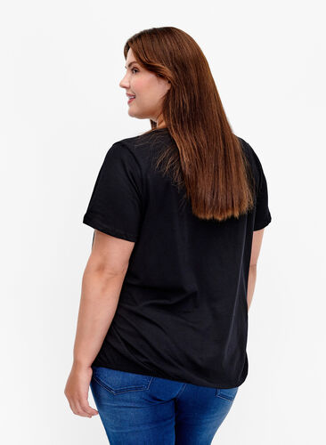 Bomulds t-shirt med folieprint, Black W. Love, Model image number 1