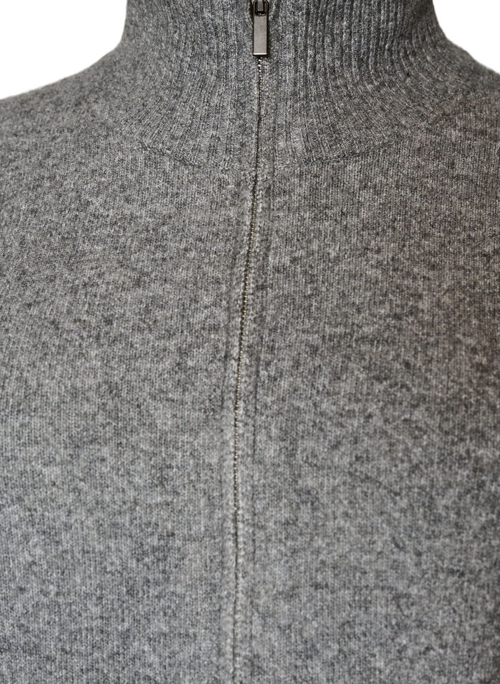 Strikvest med h&oslash;j krave og lynl&aring;s, Gr&aring;, Packshot image number 2
