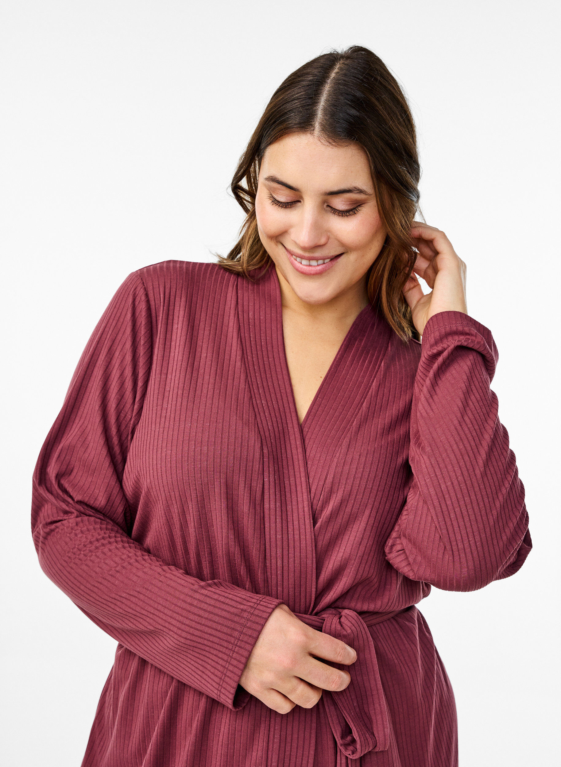 Zizzi Morgenk&aring;be med bindeb&aelig;lte, Rose Brown, Model image number 2