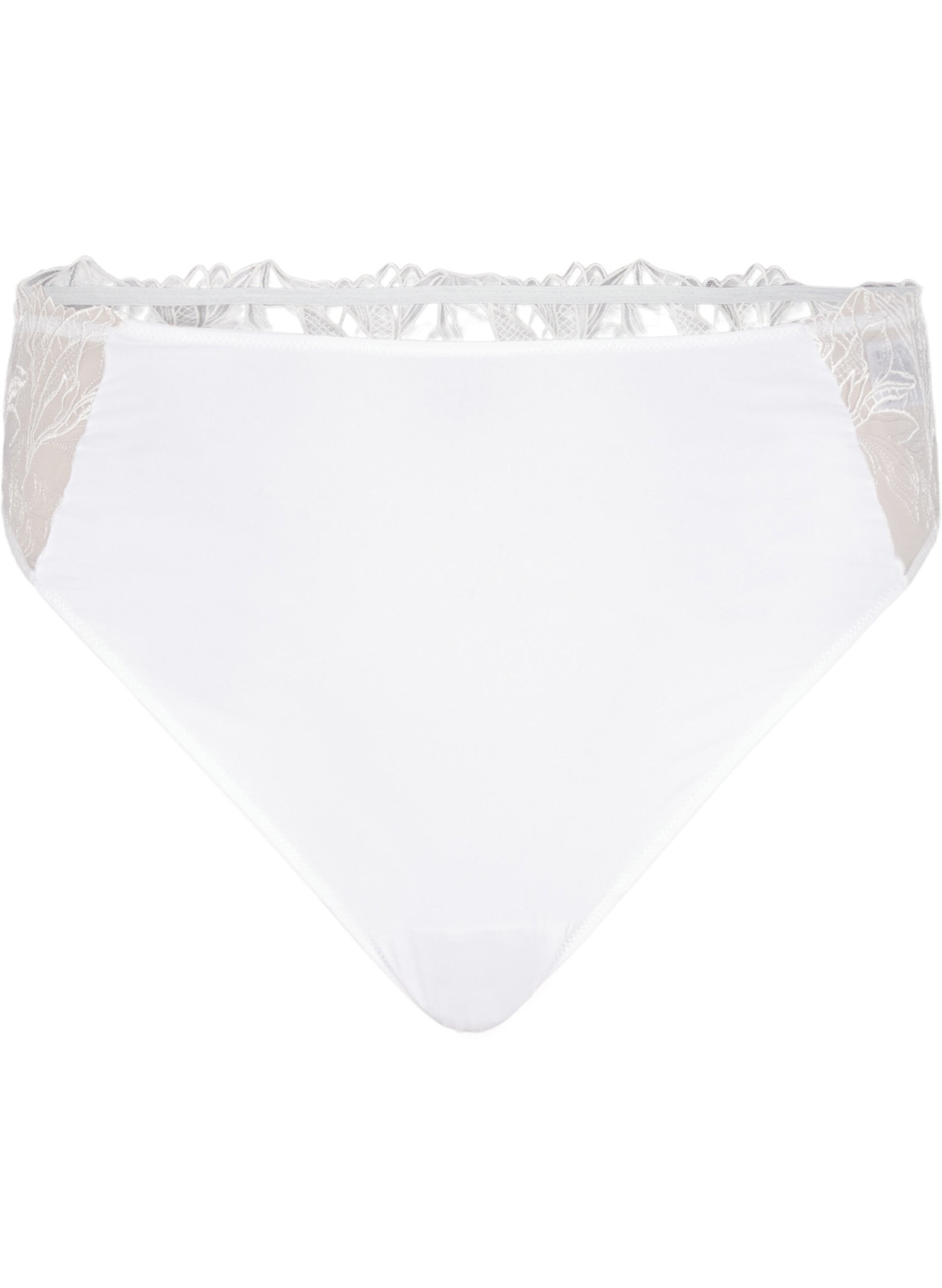 ZizziG-streng i microfiber med blonder, Hvid, Packshot image number 0