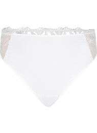 G-streng i microfiber med blonder, Hvid