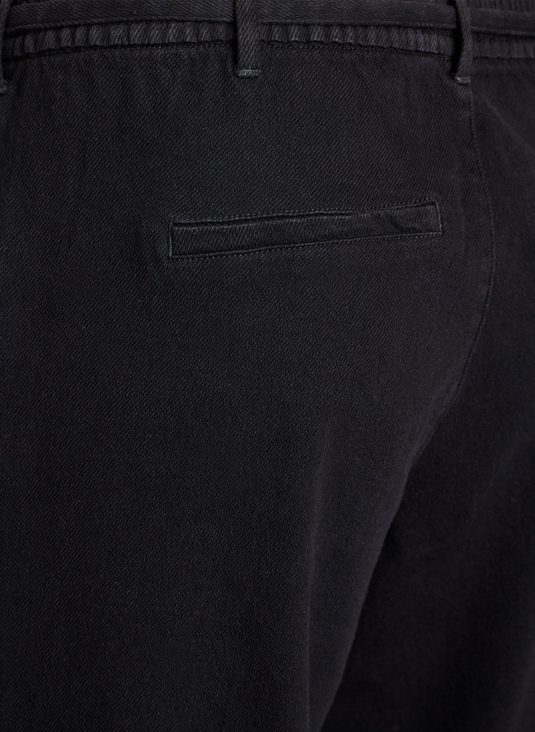 ZizziLoose fit jeans med elastisk talje og bindeb&aring;nd, Sort, Packshot image number 3