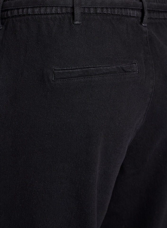 Loose fit jeans med elastisk talje og bindeb&aring;nd, Sort, Packshot