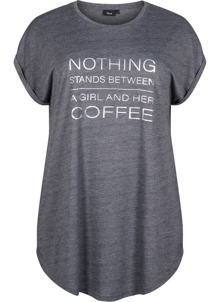 Kort&aelig;rmet natkjole med tekstprint, , Packshot image number 0