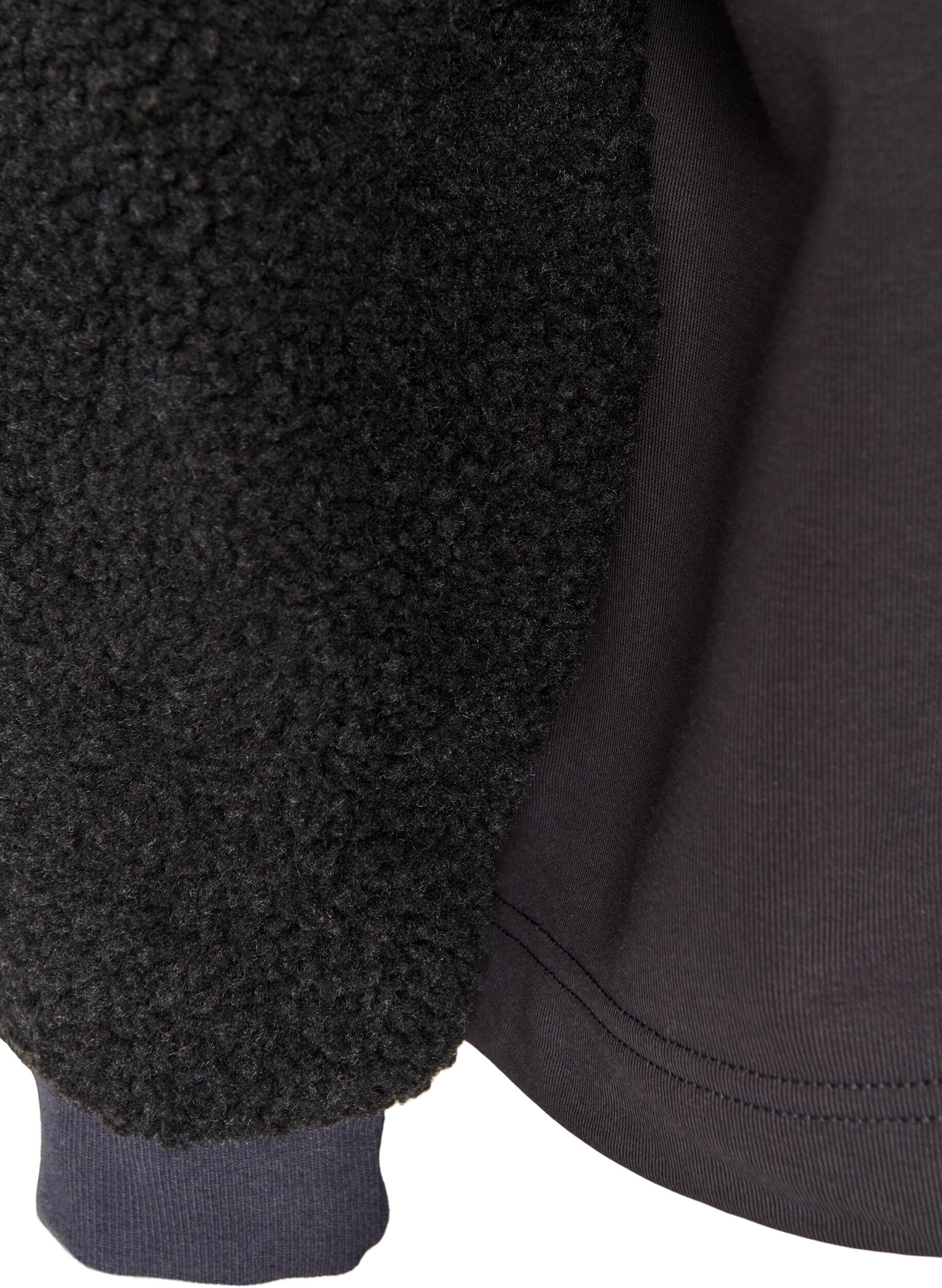 ZizziSweatshirt med teddy&aelig;rmer og h&oslash;j hals, Gr&aring;, Packshot image number 3