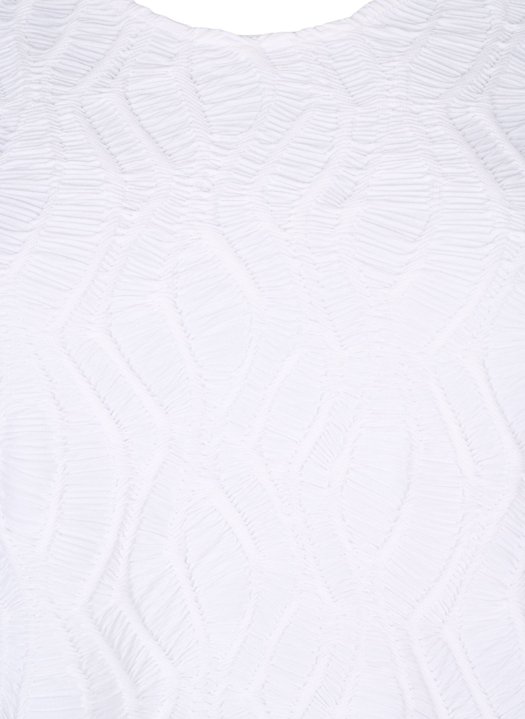 Zizzi Bluse med tekstur og korte &aelig;rmer, Bright White, Packshot image number 2