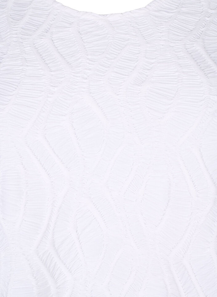 Bluse med tekstur og korte ærmer, Bright White, Packshot image number 2