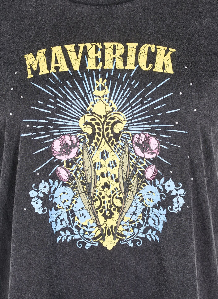 T-shirt i økologisk bomuld med grafisk print, Grå, Packshot image number 2