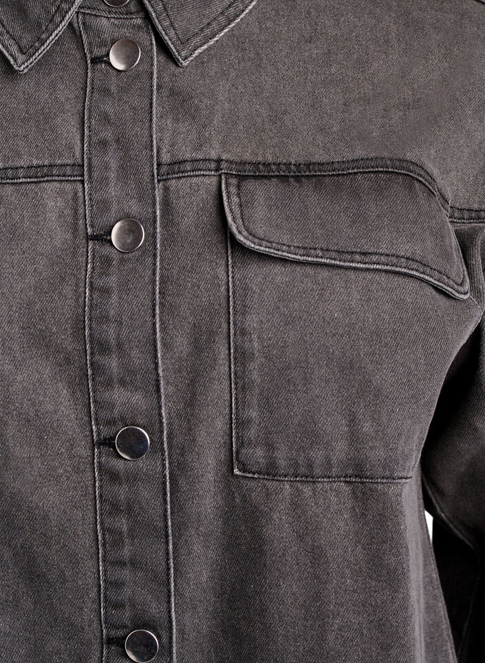 Denim skjorte med eyelets på ærmer, Grey Denim, Packshot image number 2