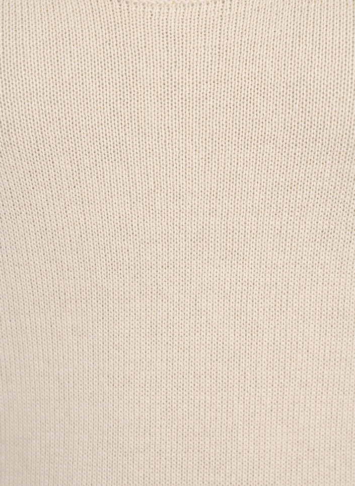 Ærmeløs strikket top med bølgekant, Sandshell, Packshot image number 2