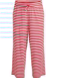 Stribede natbukser med h&oslash;j talje og brede ben, R&oslash;d