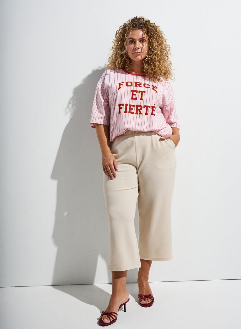 Boxy T-shirt med striber og statement-print, Lyser&oslash;d, Image image number 0