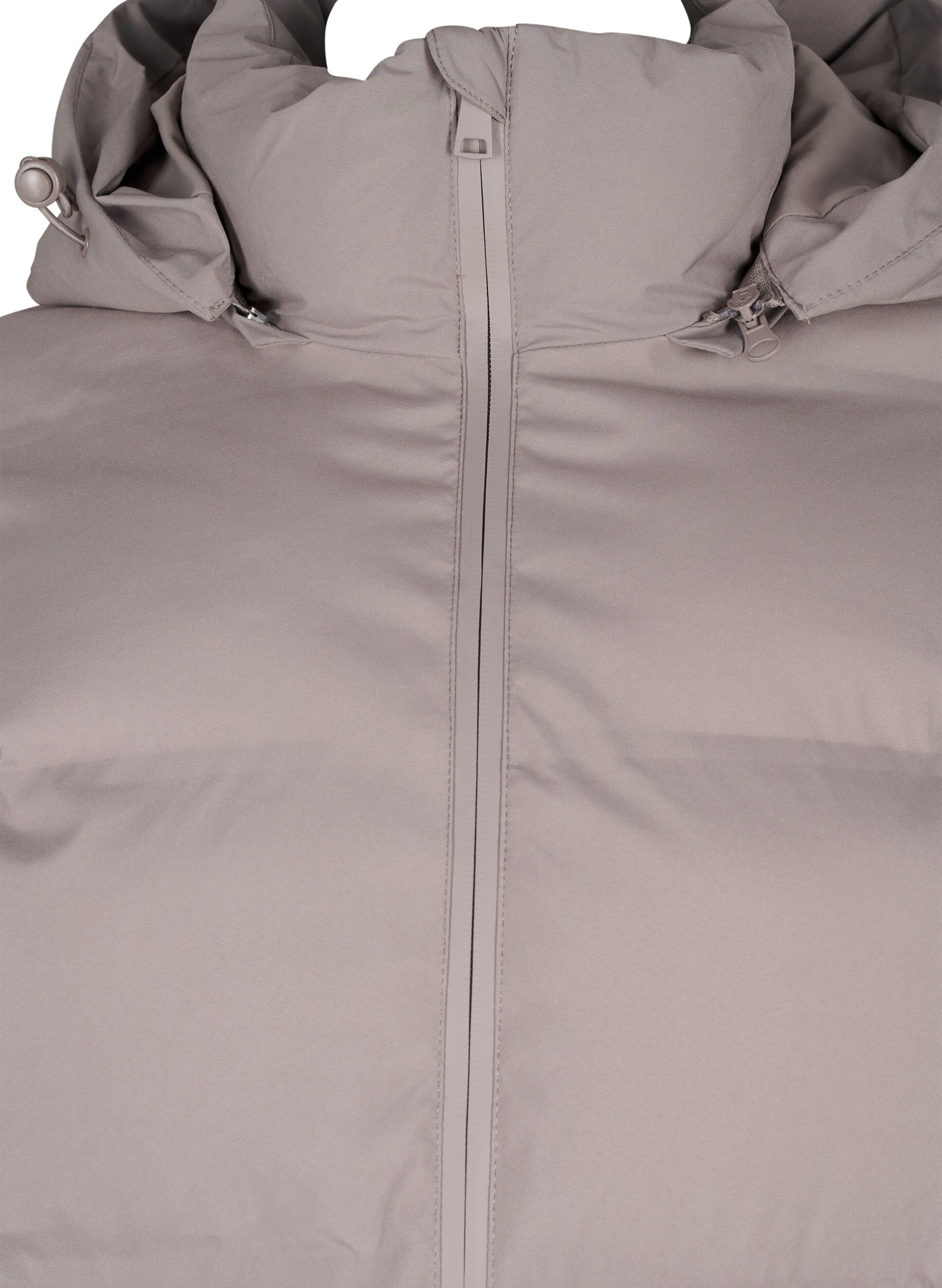 Zizzi Kort pufferjakke med h&aelig;tte, Beige, Packshot image number 2