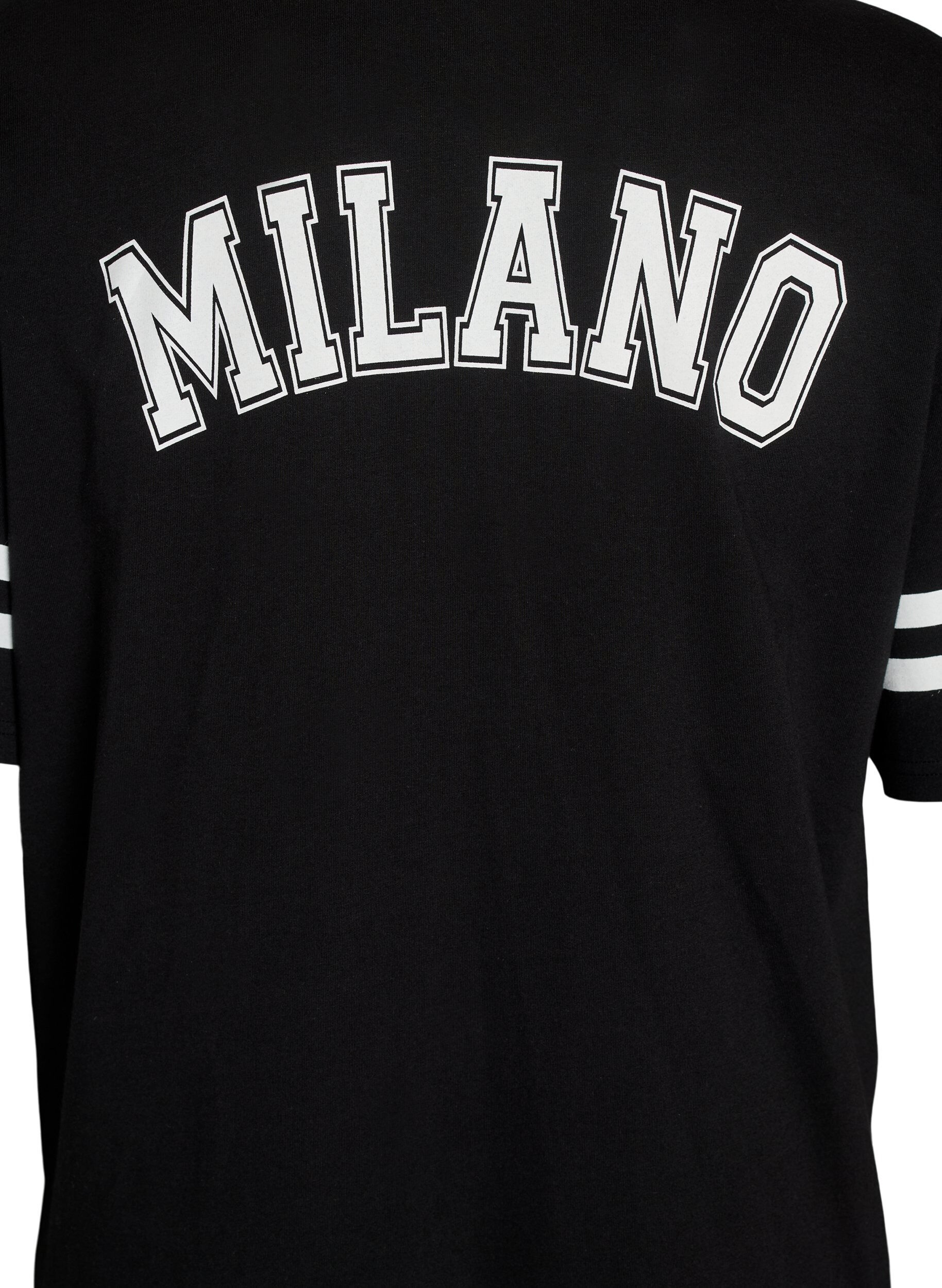 Zizzi Kort t-shirtkjole med sporty detaljer, Sort, Packshot image number 3