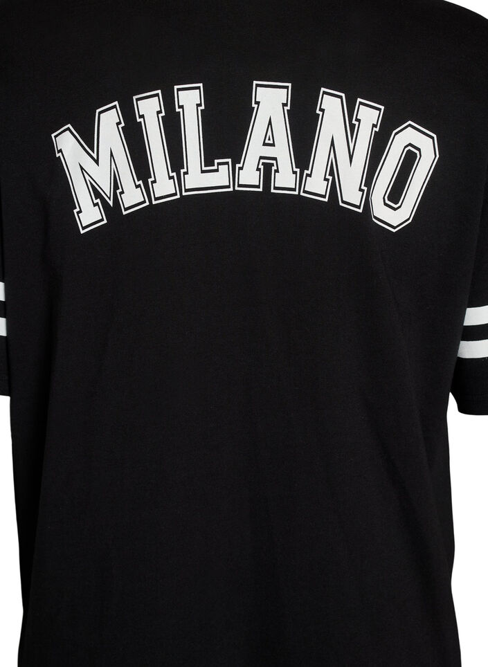 Kort t-shirtkjole med sporty detaljer, Sort, Packshot image number 3