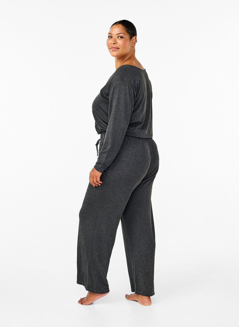 Jumpsuit med wrap og bindebånd, Dark Grey Melange, Model image number 1