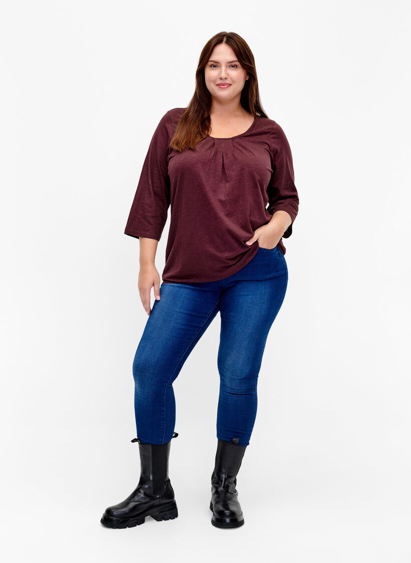 Bomuldsbluse med 3/4 ærmer, Fudge, Model image number 2