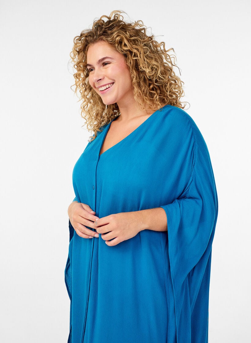 Kaftan strandkjole med knapper, Bl&aring;, Model image number 2