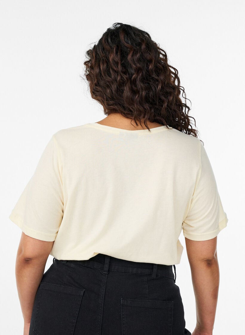 T-shirt med motiv, Gul, Model image number 2