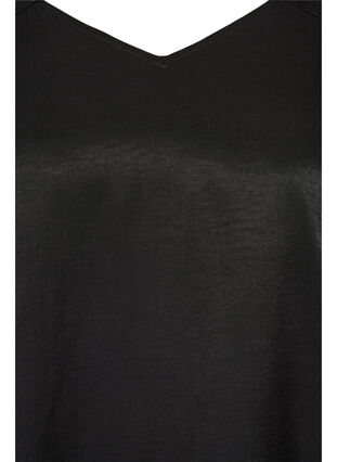A-shape bluse med v-hals og 3/4 ærmer, Black, Packshot image number 2