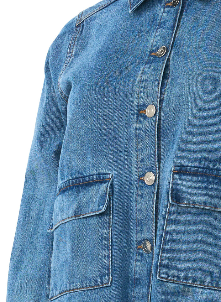 Denim skjortejakke med lommer, Blue Denim, Packshot image number 2
