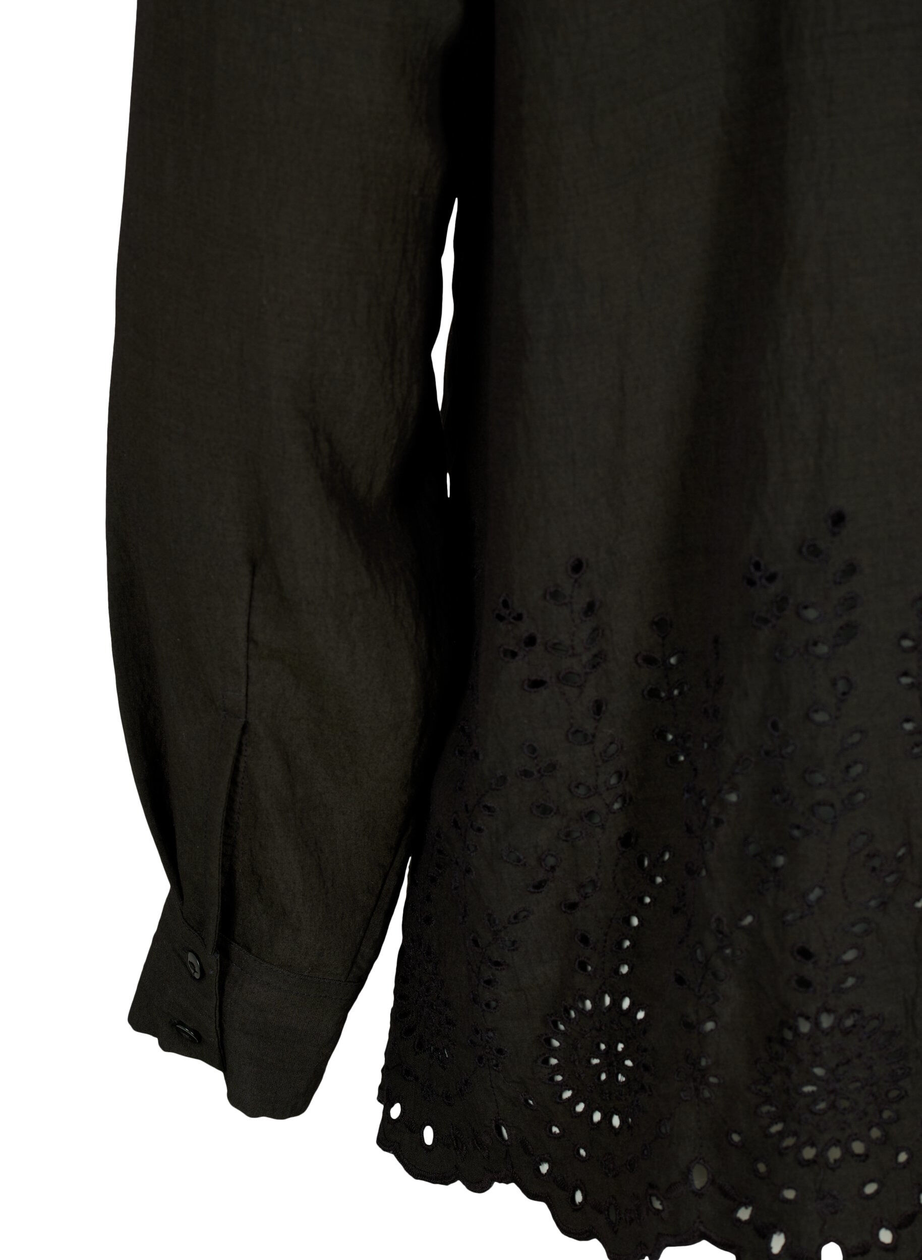 Zizzi Skjorte i viskose med broderi anglaise, Black, Packshot image number 3